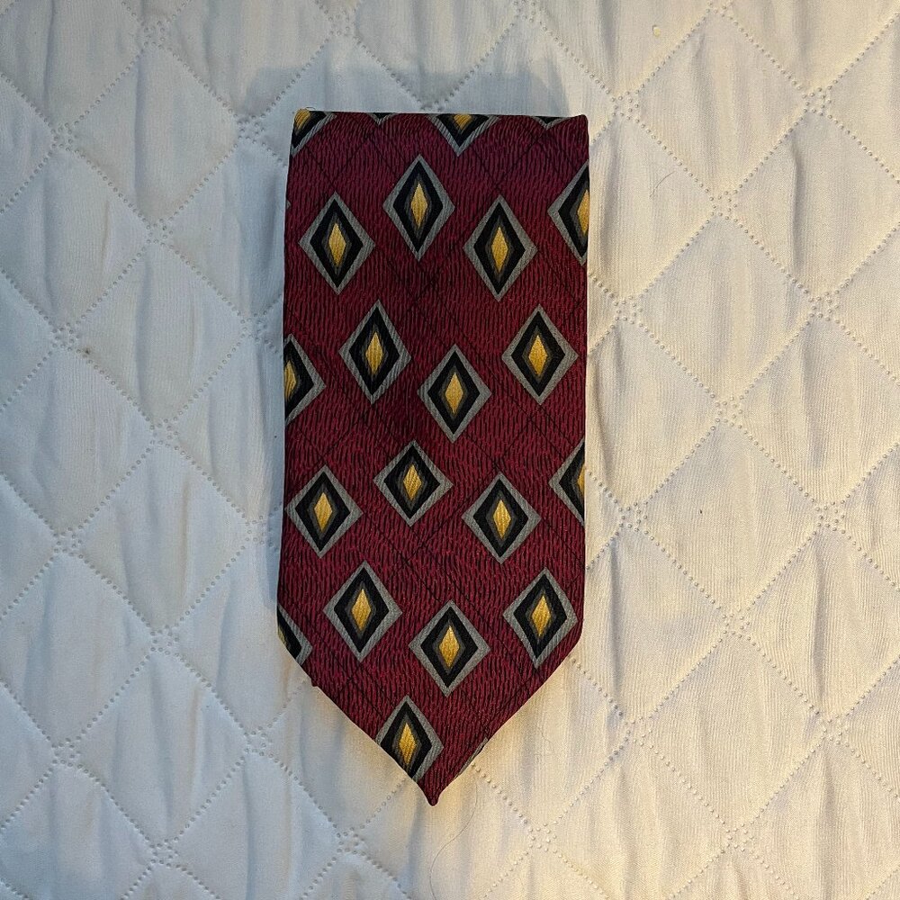 MW Collection All Silk Imported Fabric Colorful Geometric Pattern Tie made in US